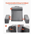 thumbnail image 4 of Coussin de lecture KFFKFF, coussin de soutien du dos avec accoudoirs et 3 poches, grand coussin de lit avec appui-tête amovible et éponge 25D, poignée pour un transport facile, 4 of 9