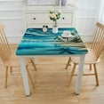 thumbnail image 3 of HAOXIT Oval Fitted Tablecloths, Tropical Palms Trees and Pattern Print Elastic Edged Table Cover, Decorative Indoor/Outdoor Fitted Table Cloth, Fits Tables White, 3 of 7