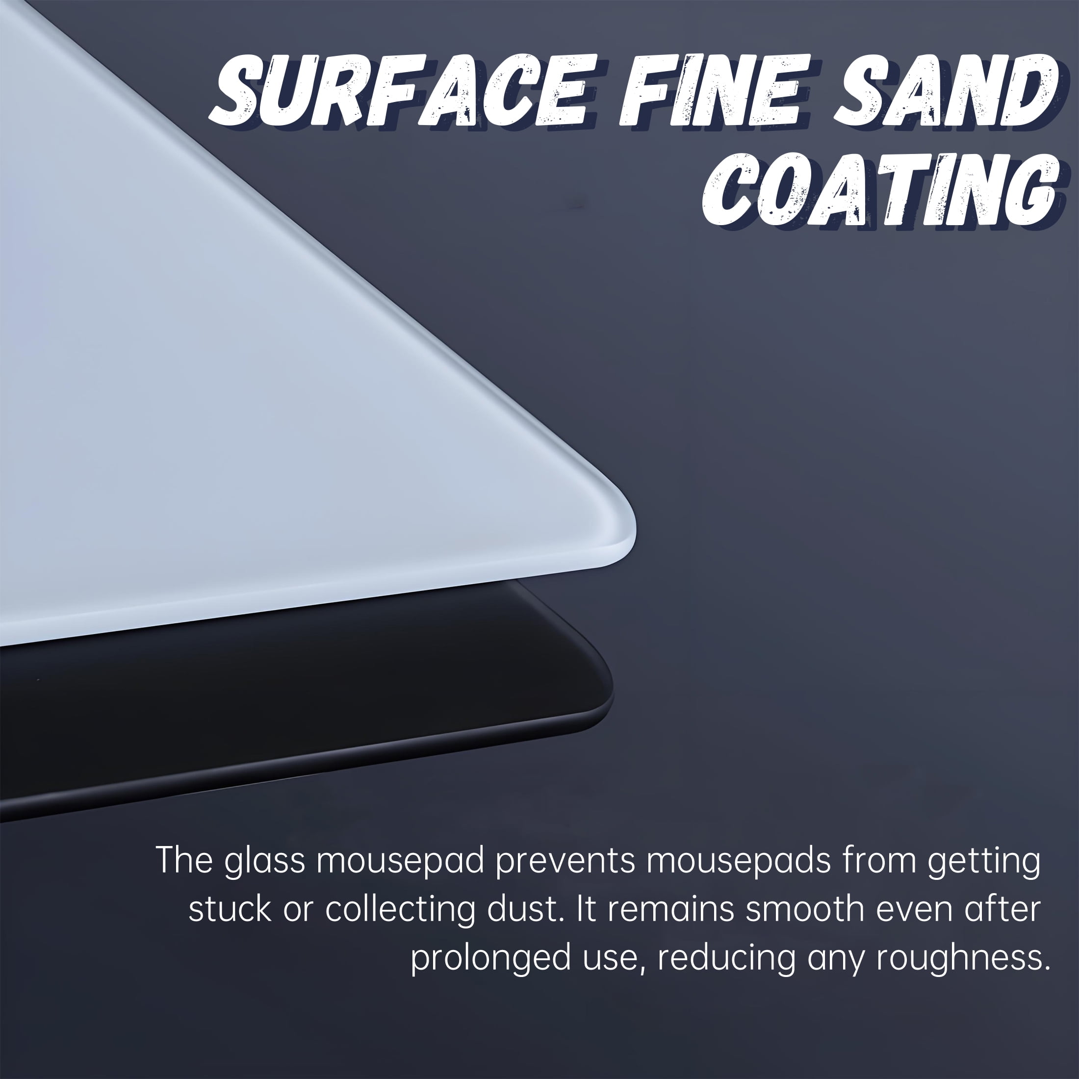 GJX Mouse Pads for Desk,7H Tempered Matte Glass Mousepad,Mousepad Gaming,Gaming Non-Slip Scratch Resistant Black Mouse Pad,Black,11.81"x10.24"x0.12"