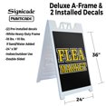 thumbnail image 2 of Flea Market 24" x 36" Double Sided A-Frame Sidewalk Sign, Includes 2 Installed Decals | Foldable Portable White Signicade Sandwich Board | Local Vendors, Great Bargains, Event, 2 of 6