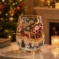 thumbnail image 5 of Qocolcyl 3D Embossed Glass Stemless Wine Cup Santa Reindeer Christmas Tree Snowflake Candle Holder, Indoor Outdoor Tabletop Festive Decor, Xmas Christmas Decorations Ornament Holiday Gift, 5 of 7