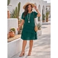 thumbnail image 4 of OYYN Women's Chiffon Layered Sheath Dress Short Sleeve Round Neck Cocktail Dress for Wedding Guest & Evening Party, 4 of 5