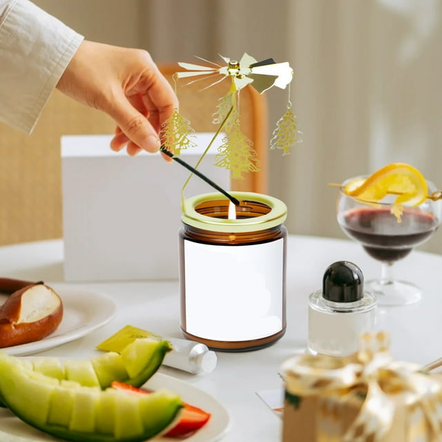 European Iron Aromatherapy Candle, Rotating Revolving Lantern, Dimmable Flame, Romantic Dinner Prop, Home Decor, for Couples, Aesthetic Lighting, Modern Style, Indoor Use, 8-inch Diameter Hzhnb
