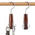 thumbnail image 1 of Perchas de madera natural para cinturón, paquete de 2, perchas de madera maciza con acabado liso con gancho giratorio de 360°, organizador de armario que ahorra espacio compatible con bufandas,, 1 of 5