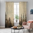 thumbnail image 5 of Brown Forest Kitchen Curtains 84 Inch Length, Vintage Tree Farmhouse Botanical Grommet Top Bedroom Living Room Curtains, Light Filtering Cafe Curtain Drapes 2 Panels Set 84''x84'', 5 of 9