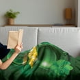thumbnail image 3 of St. Patrick's Day Soft Flannel Fleece Blanket, Large Pot of Gold Leprechaun Hat Shamrocks Greetings 17th March, Cozy Plush for Indoor and Outdoor Use, 60" x 80", Yellow and Emerald, by Ambesonne, 3 of 5