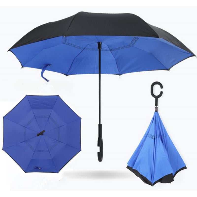 Borderlands Car Reverse Umbrella Windproof And Rainproof Double Folding Inverted Umbrella With C-Shaped Handle UV Protection Inverted Folding Umbrellas