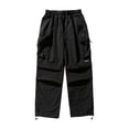 thumbnail image 1 of Pantalones de paracaídas con doble pliegue para hombre - Pantalones cargo con bolsillos grandes, nailon y spandex, M-XXXL, 1 of 7