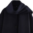 thumbnail image 4 of RYRJJ Wool Coats for Women Casual Long Sleeve Winter Pea Coat Outerwear Fall Winter Fashion Warm Jackets with Scarf(Navy,S), 4 of 5