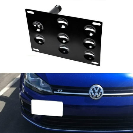 Bumper Bracket Kit - iJDMTOY Euro Style Front Bumper Tow Hole Adapter License Plate Mounting Bracket For 2015-up Volkswagen MK7 GTi Golf