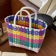 thumbnail image 3 of Bolso de mano de gran capacidad, moderno bolso de vacaciones para mujer, nuevo bolso de plástico portátil tejido a mano, bolso de playa de verano, 3 of 5