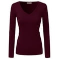thumbnail image 2 of emmalise women's casual basic v-neck tshirt long sleeves tee top - junior and plus sizes, 2 of 3