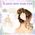 thumbnail image 4 of Uxcell 4Pcs Scrunchies de Lazo, Lazos para el Cabello de Poliéster Cinta de Satén Elástica con Sujetadores de Bufanda de Coleta con Lazo para Mujeres y Niñas, Uso Diario, Fiesta, Blanco Lechoso, 4 of 7