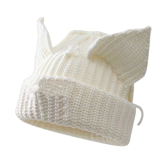 Gorros para mujer, gorros de invierno para mujer, gorros con orejas de gato, gorros bonitos, gorros de lana tejidos, gorros holgados y cálidos