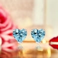 thumbnail image 2 of JeenMata Hermosos Aretes Tipo Botón con Topacio Azul de Talla Corazón de 1 Quilate (Piedra Natal de Diciembre) en Baño de Oro Blanco de 18 K sobre Plata, 2 of 5