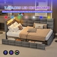 thumbnail image 3 of Upholstered Twin Size Daybed with Storage 2 Drawers and Charging Station, Day Bed Frame with LED Lights and Storage Headboard, No Box-Spring Needed, Gray, 3 of 7