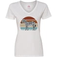 thumbnail image 3 of Inktastic Zebra Safari Animal Sunset Women's V-Neck T-Shirt, 3 of 5