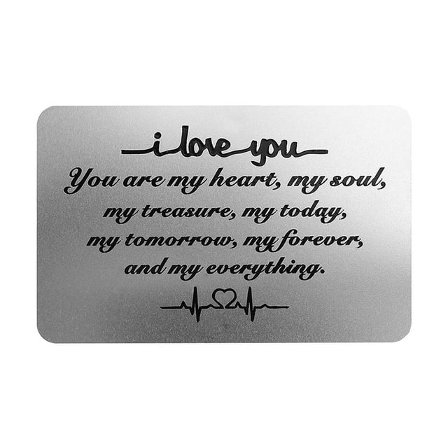 Tarjeta de inserción de grabada, tarjeta de felicitación, regalo del Día de San Valentín, relleno de medias, recuerdo de Metal para amigos del Día de Acción de Gracias BLESIY Tarjeta de inserción de billetera