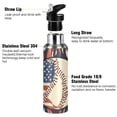 thumbnail image 3 of Yayeee 20oz Insulated Water Bottle Double Wall Stainless Steel with Flip Straw Lid, Baseball Pattern, 3 of 7