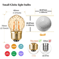 thumbnail image 2 of G40 LED Amber Bulbs 1W, E26 Base Night Lights, 2200K Warm White Edison Style, 10W Equivalent, Pineapple Glass, 6-pack, 2 of 7