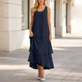 thumbnail image 6 of Dvprdro Womens Casual Beach Maxi Dress Chiffon Crew Neck Sleeveless Scallop Hem A Line Dress Solid Flowy, 6 of 9