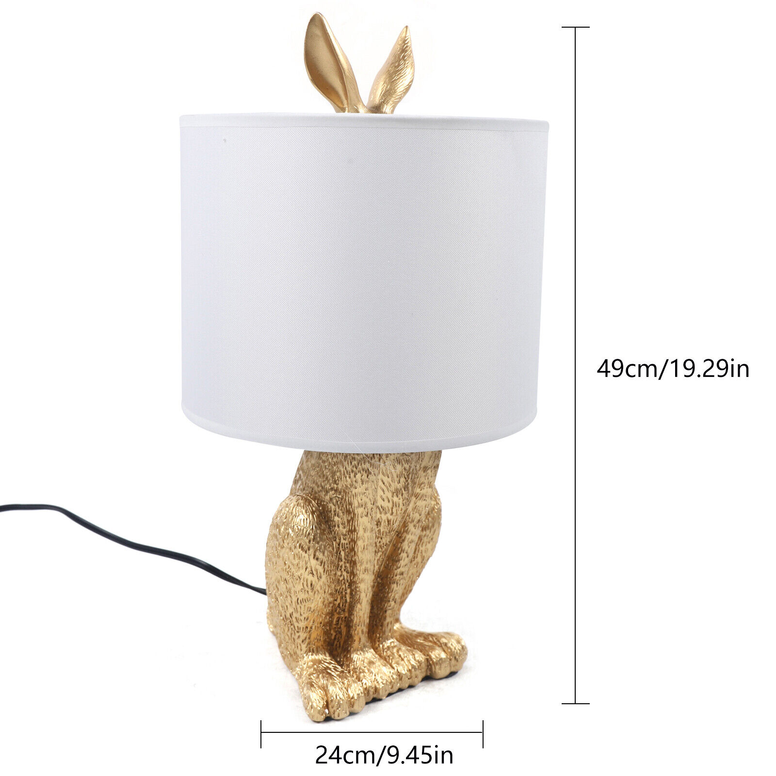 Modern Golden Rabbit Desk Lamp – LED E26 Bulb Compatible, Stylish and Creative Indoor Lighting for Living Room, Bedroom, and Office Decor
