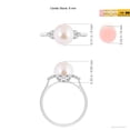 thumbnail image 4 of Angara Japanese Akoya Cultured Pearl Ring with Trio Diamonds in 14K White Gold for Women | June Birthstone Jewelry for Her, 4 of 8