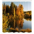 thumbnail image 3 of Ambesonne Fall Shower Curtain, Lake Woodland at Sunset, 69"Wx84"L, Multicolor, 3 of 3