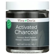 Viva Doria Virgin Activated Charcoal Powder, Coconut Shell Derived, Food Grade, 1.5 Oz Glass Jar