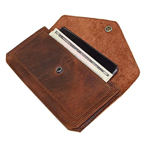 Hide Drink, Leather Large Female Wallet Money Organizer Flat Bills Pouch Case Stylish, Handmade Includes 101 Year Warranty Bourbon Brown