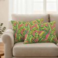 thumbnail image 2 of Green Tropical Leaves Outdoor Pillow Covers, Waterproof Decorative Throw Pillowcases Set of 2, Summer Palm Botanical Pink Couch Cushion Cases with Zipper for Outside Patio Garden Sofa 20"x12", 2 of 9