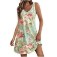 thumbnail image 1 of Vestido de Verano para Mujeres sin Mangas Cuello en V con Impresión de Bolsillo, Vestido Casual para Uso Diario Y de Fiesta, 1 of 5