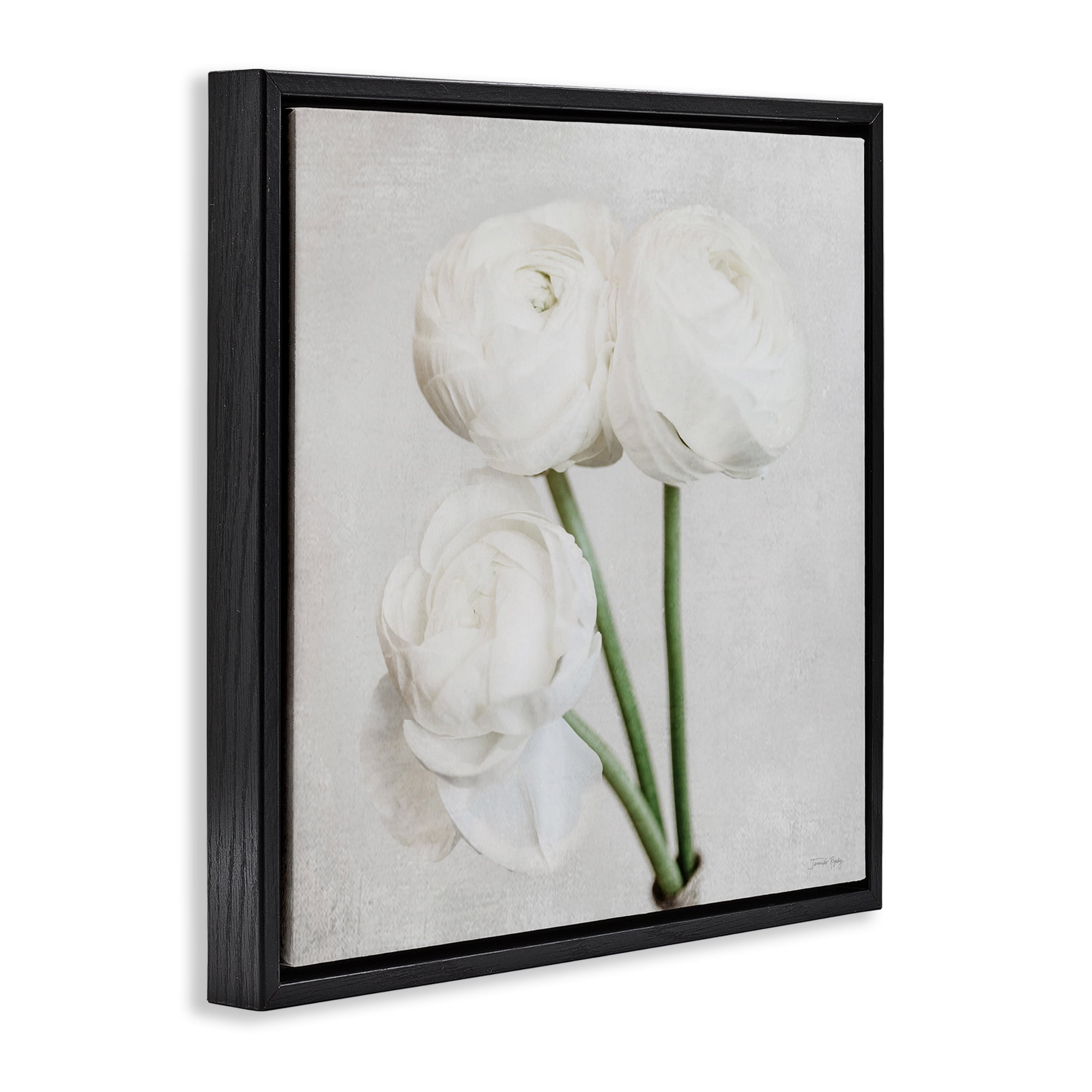 Stupell Industries Charming Peony Trio Botanical & Floral Painting Black Floater Framed Art Print Wall Art, 18 x 18