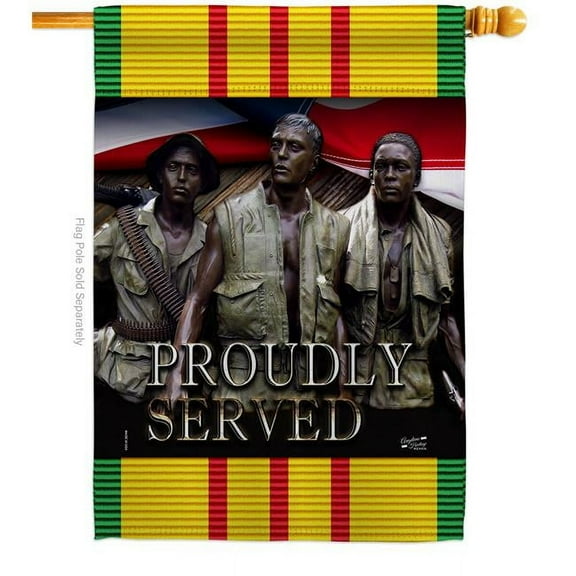 Angeleno Heritage H137317-BO 28 x 40 in. Proudly Served House Flag with Armed Forces Service Double-Sided Decorative Vertical Flags Decoration Banner Garden Yard Gift