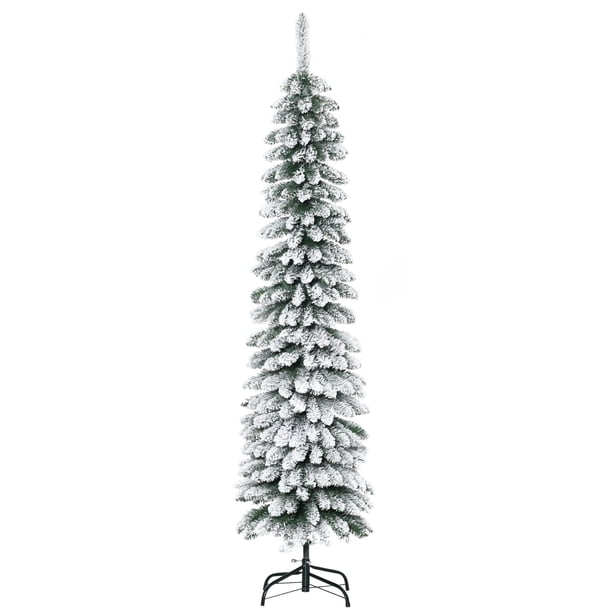 Árbol de Navidad HOMCOM de 6 pies de altura, flocado en nieve con 395 puntas