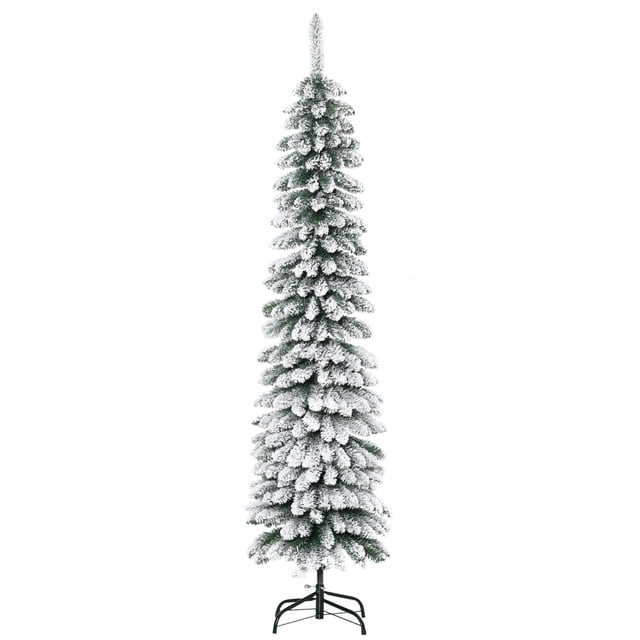 Árbol de Navidad HOMCOM de 6 pies de altura, flocado en nieve con 395 puntas