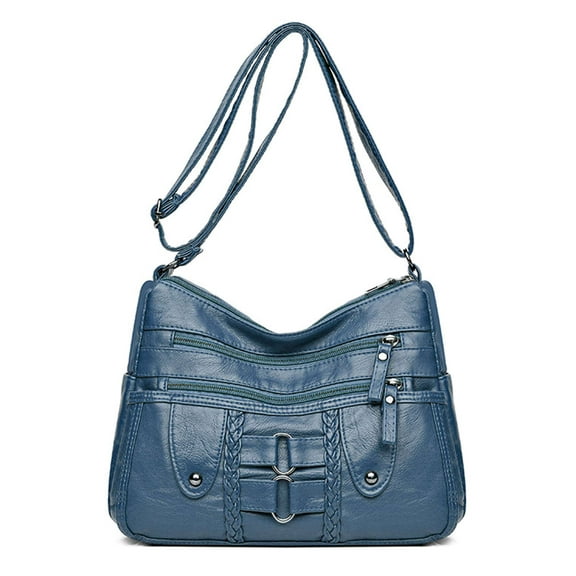 Deago Crossbody Bags for Women Pocketbooks Soft PU Leather Purses and Handbags Multi Pocket Shoulder Bag (Blue)