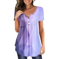 thumbnail image 1 of B91xZ Tuniques pour Femmes Mignonnes Graphiques Manches Courtes Tops de Vacances, Violet TG, 1 of 5
