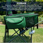 Fishing Chair with Rod Holder Built In Cooler Hands Free Fishing Pole Holder - Storage Pouch Storage Bag for Fishing Accessories Full Size Portable & Folding Ruler for Measuring Fish