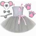 thumbnail image 2 of Disfraz de rata y ratón para niña, vestido de tutú gris con orejas, cola, pajarita y nariz, disfraces de animales de ratón para niña, vestido de fiesta de cumpleaños de Halloween, 2 of 5