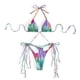 thumbnail image 1 of Traje de baño Bikini para mujer, hermoso estampado, cuello Halter, correas cruzadas, traje de baño sin espalda calado, Color de flores L, 1 of 8