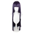thumbnail image 2 of Pelucas con flequillo para mujer, peluca ondulada suelta de 80 cm, color morado oscuro, azul, trenzas divididas, cabello largo, peluca de cosplay, seda de alta temperatura con red rosa, peluca postiza, 2 of 5