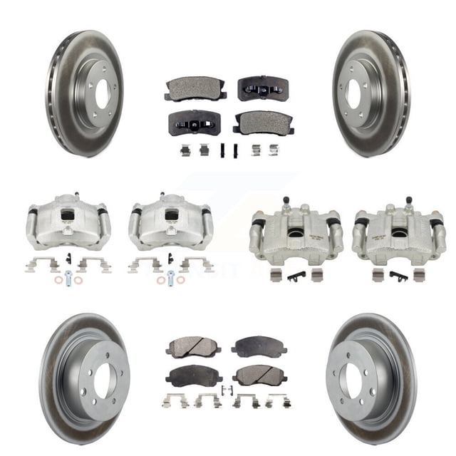 Transit Auto Front Rear Disc Brake Caliper Coated Rotors and Semi-Metallic Pads Kit (10Pc) for Car Jeep Patriot Compass Chrysler Sebring Dodge Avenger 200 KCG-100895P
