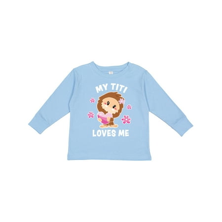 

Inktastic My Titi Loves Me with Bigfoot Girls Long Sleeve Toddler T-Shirt