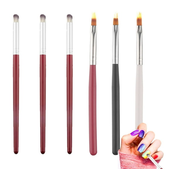 6Pcs Ombre Nail Brush Set, Gel Nail Art Smudge Pens For Manicure Diy & Salon Tools - style:style1;