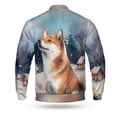 thumbnail image 2 of Hello Winter Shiba Inu Welcome Snowy Night Watercolor Vintage All Over Print 3D Baseball Jacket Shibas Dog Lovers Gifts Idea Bomber Jacket Softball - 01011, 2 of 6