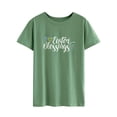 thumbnail image 3 of TWZH Women's Easter Blessings T-Shirt Easter Egg Print Short Sleeve Tee, 3 of 6