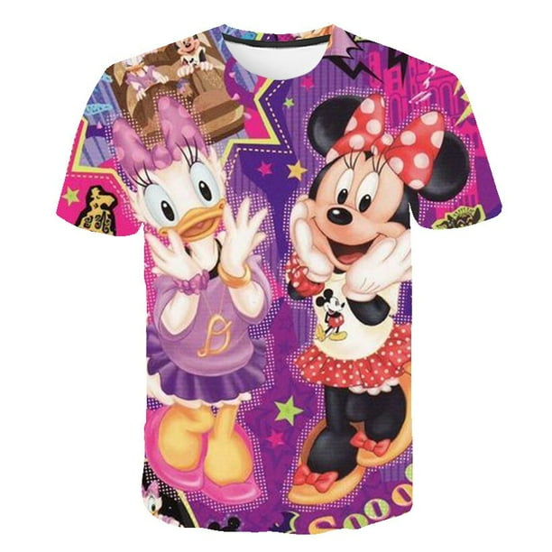 Camisetas bonitas de Mickey Mouse de Disney, camiseta con estampado 3D Kawaii para niños, camiseta de dibujos animados a la moda de verano para niñas, dulce moda de 4 a 14 años, Top14T Gao Jinjia LED