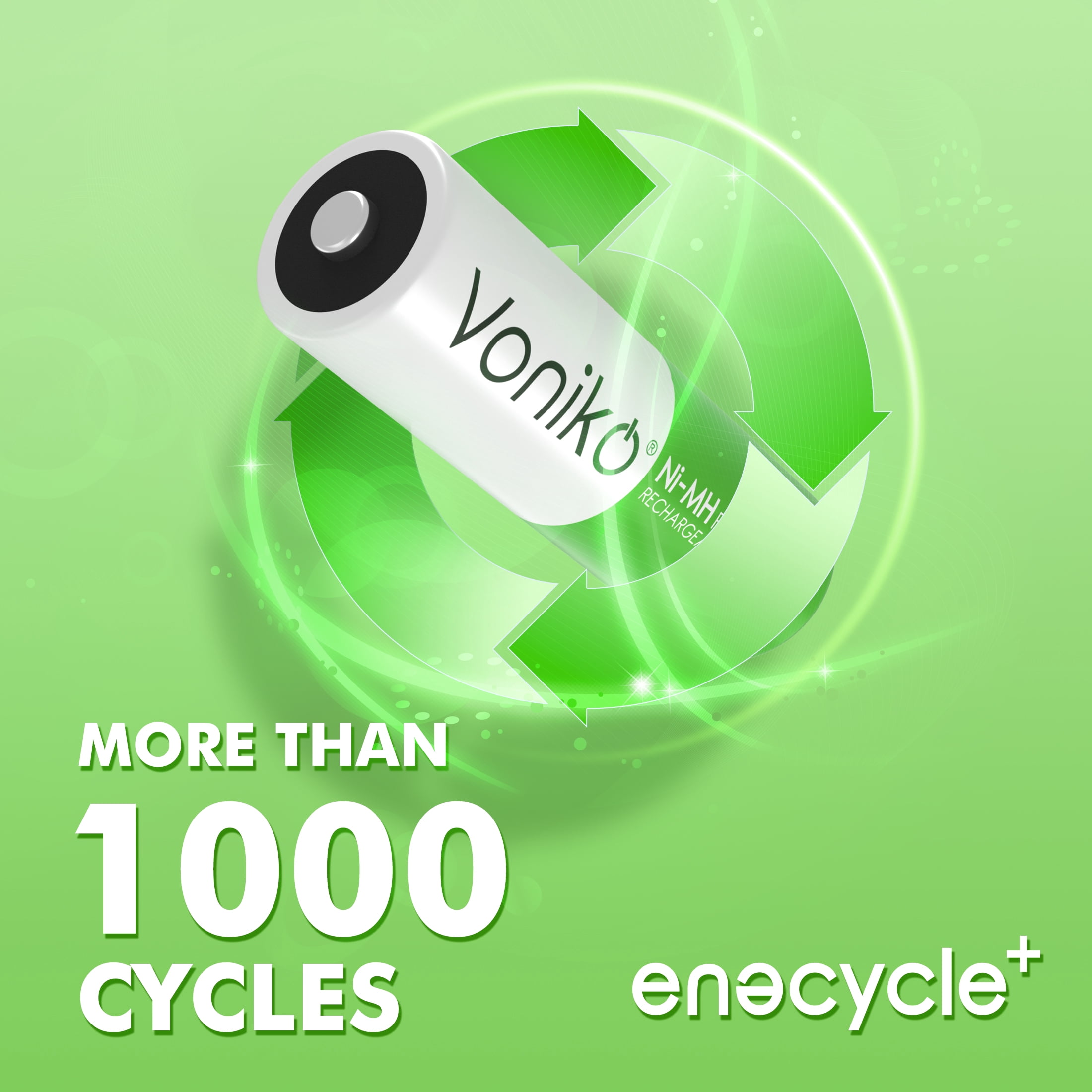 Voniko NIMH Rechargeable AA Batteries 24 Pack, 1.2V 2100mAh Recharge up to 1000x Times