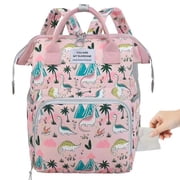 Diaper Backpack,Mummy Bag AILKIN Dinosaur Large Capacity Baby Bag Travel Backpack with Insulated Milk Bottle Pockets Stroller Straps,Baby Shower Gifts Travel Large Diaper Bag Backpack for Women,Pink
